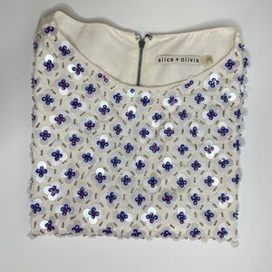 Alice & Olivia Red White And Blue Hand Beaded Tank Blouse size 6